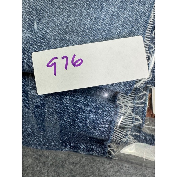 Judy Blue High Waist Denim Shorts Raw Hem Distressed Medium Wash Size M - Picture 11 of 11